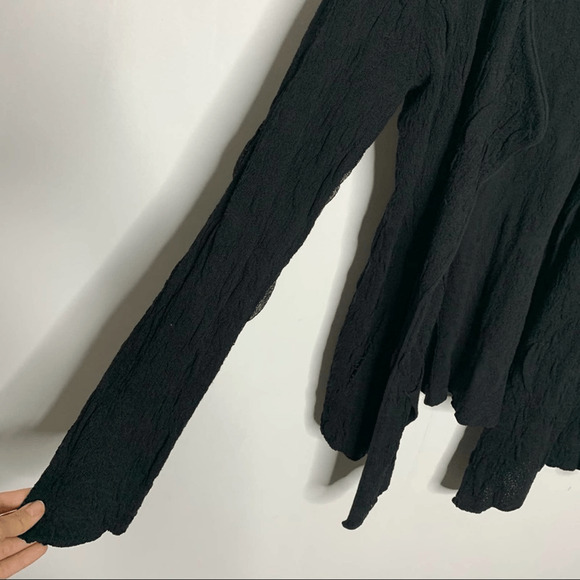 Eileen Fisher Textured open front cardigan Black Boxy woven knit Womens S Small - Picture 5 of 7